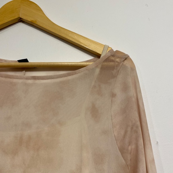 American Eagle Mesh Retro Lined Bell Sleeves Boho Tie Dye Mini Dress Size Small - Picture 4 of 5